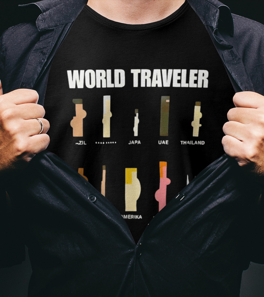 World Traveler Brazil Japan UAE Thailand Africa India America Colombia 2026 T-Shirt