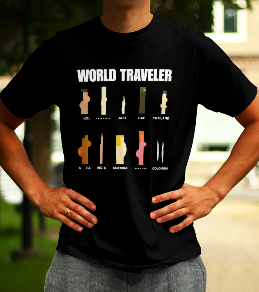 World Traveler Brazil Japan UAE Thailand Africa India America Colombia 2026 T-Shirt