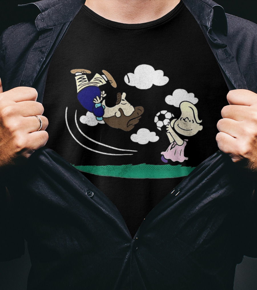 Ted And Rebecca Lucy Van Pelt Lassonuts Peanuts Football Kick T-Shirt