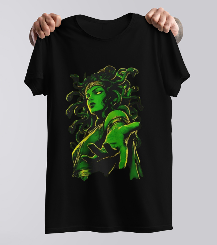 Medusa Mythology You Won't Feel A Thing Green Aura Serpent Hair T-Shirt