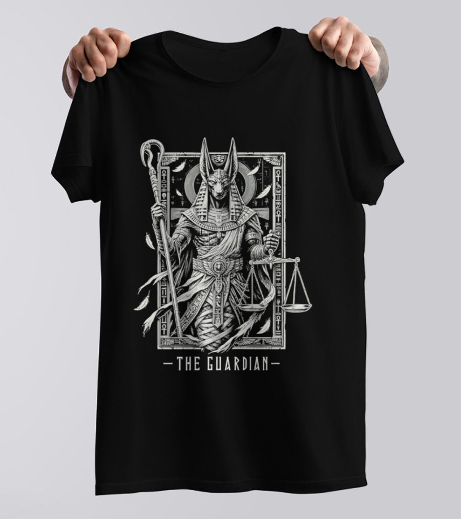 The Guardian Anubis Egyptian Mythology Symbolism With Scales And Ankh T-Shirt