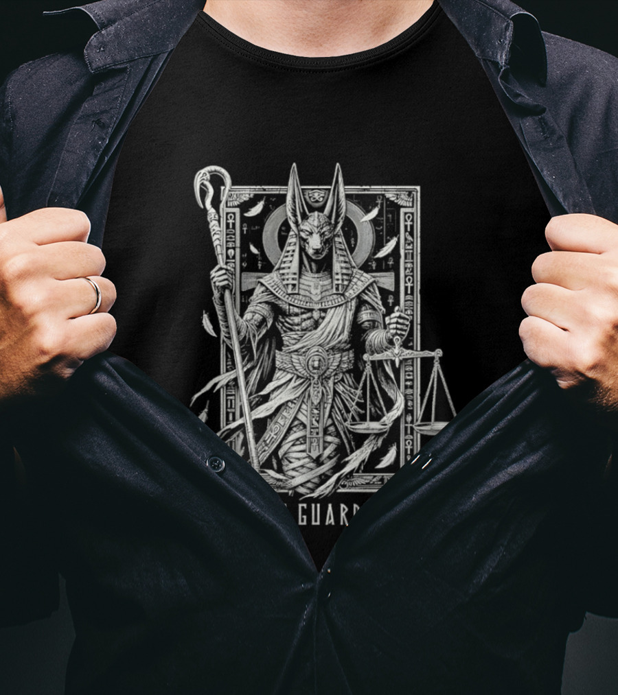 The Guardian Anubis Egyptian Mythology Symbolism With Scales And Ankh T-Shirt
