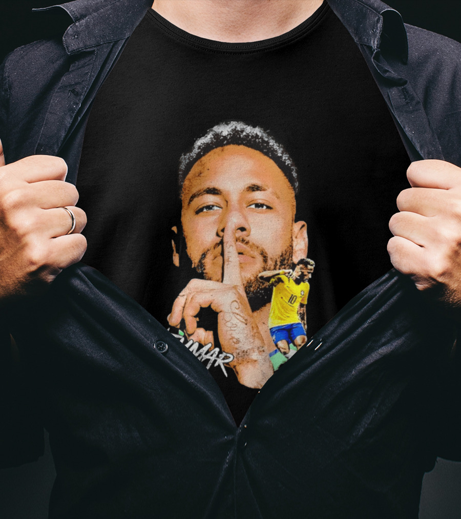 Neymar Jr Brazil National Team Shhh Soccer Collage T-Shirt