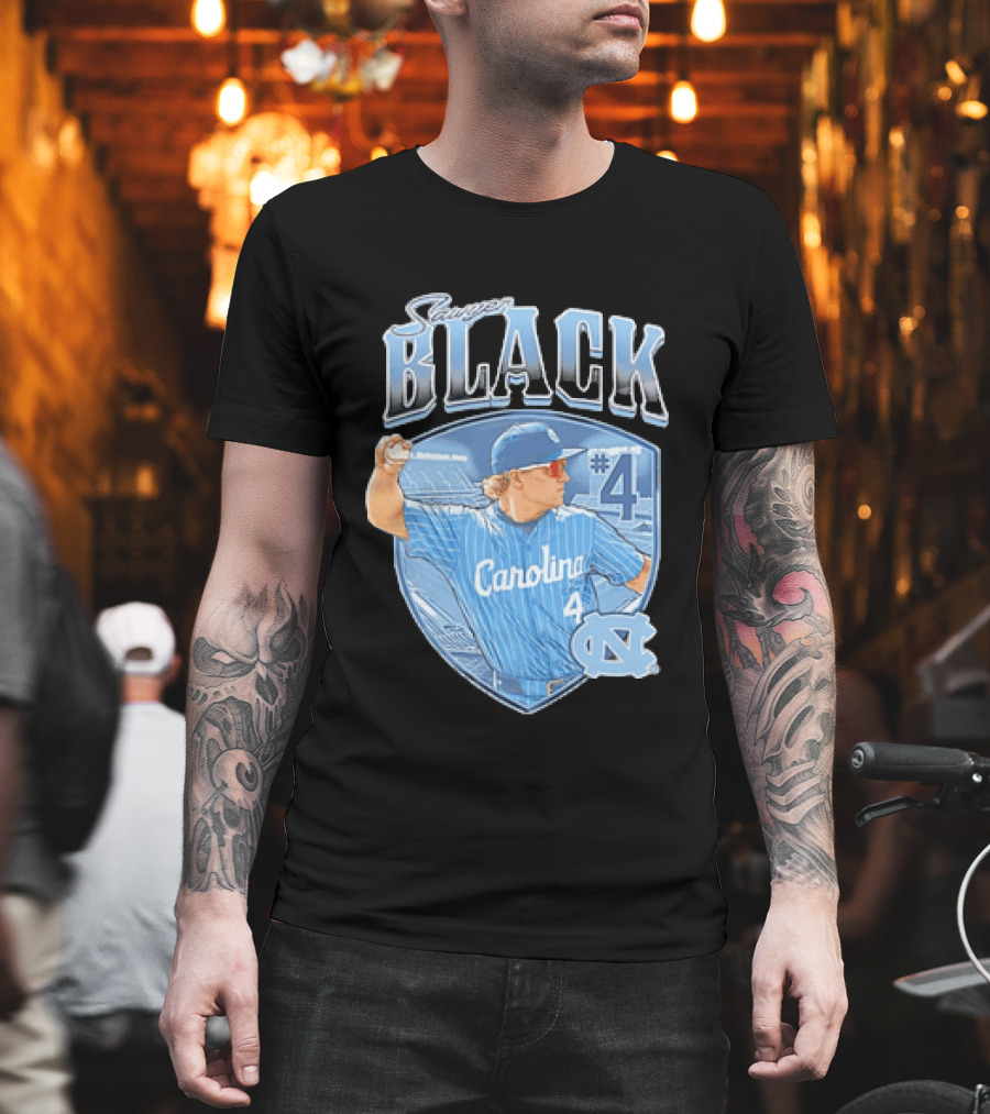 Sawyer Black Carolina Tar Heels #4 Baseball Player T-Shirt