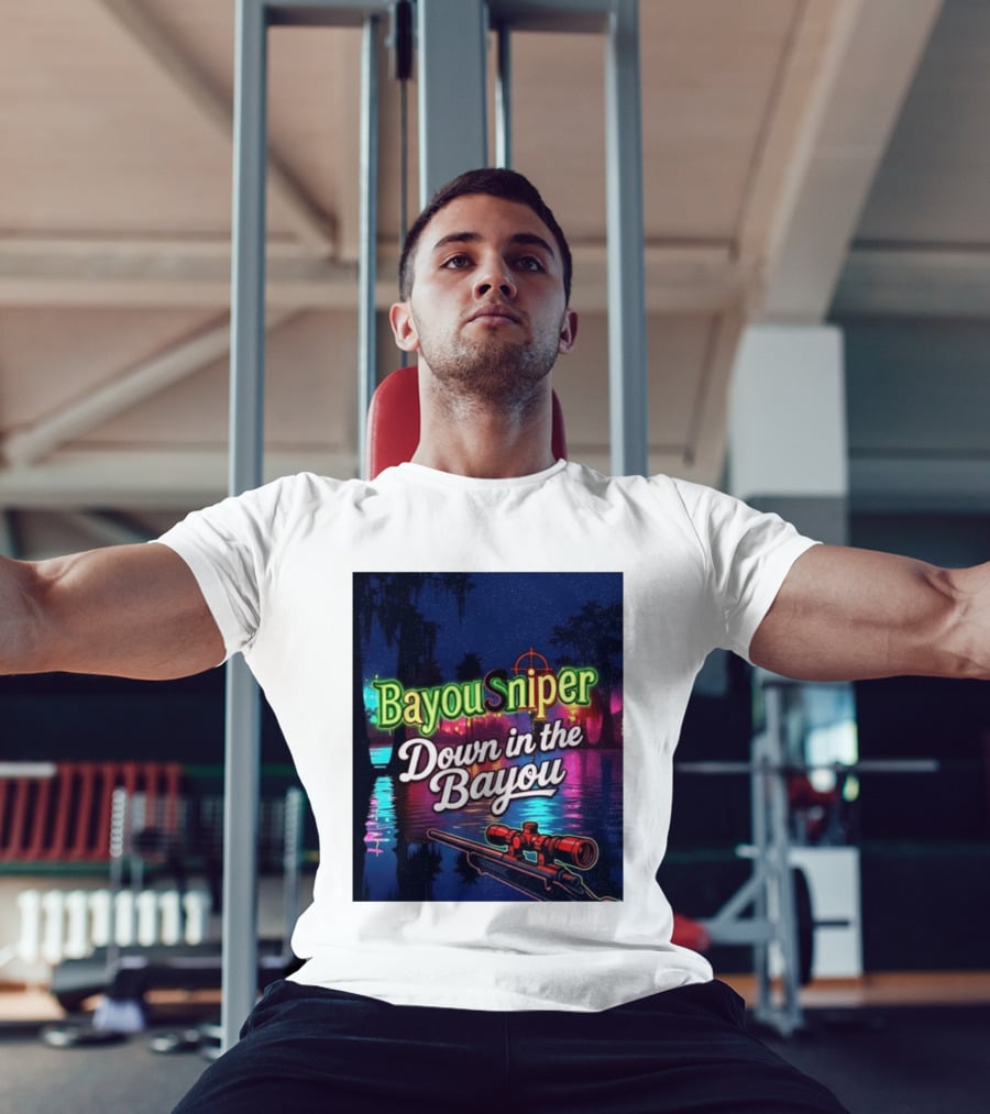 Bayou Sniper Down In The Bayou Retro Night Scene T-Shirt
