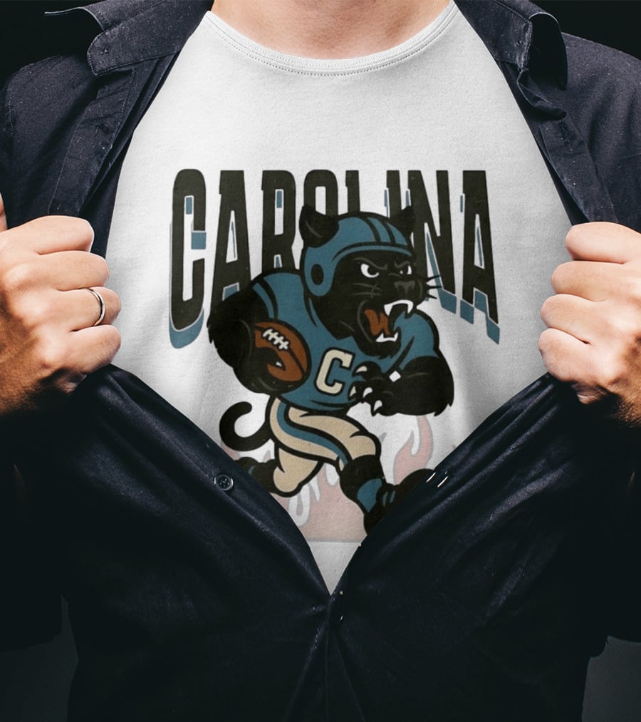 Carolina Panther Football Player Running With Ball T-Shirt