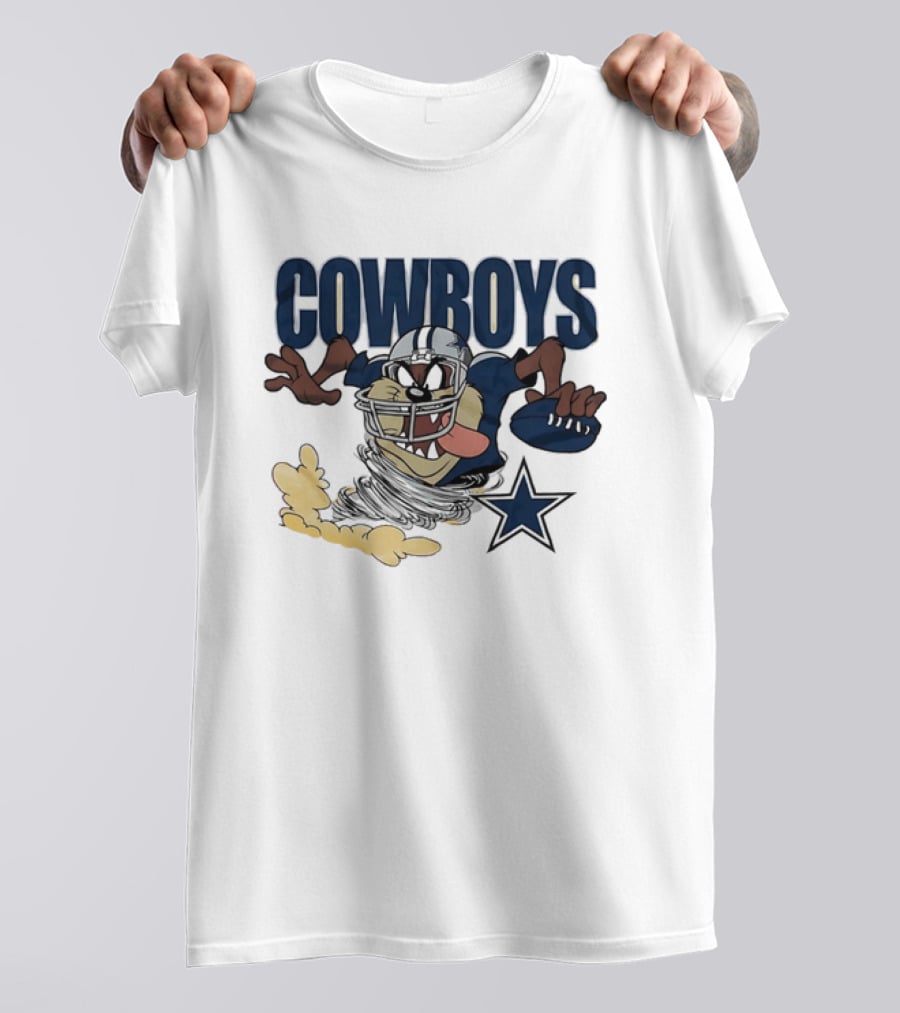 Cowboys Looney Tunes Taz Football Star Burst Dallas Team Collaboration T-Shirt