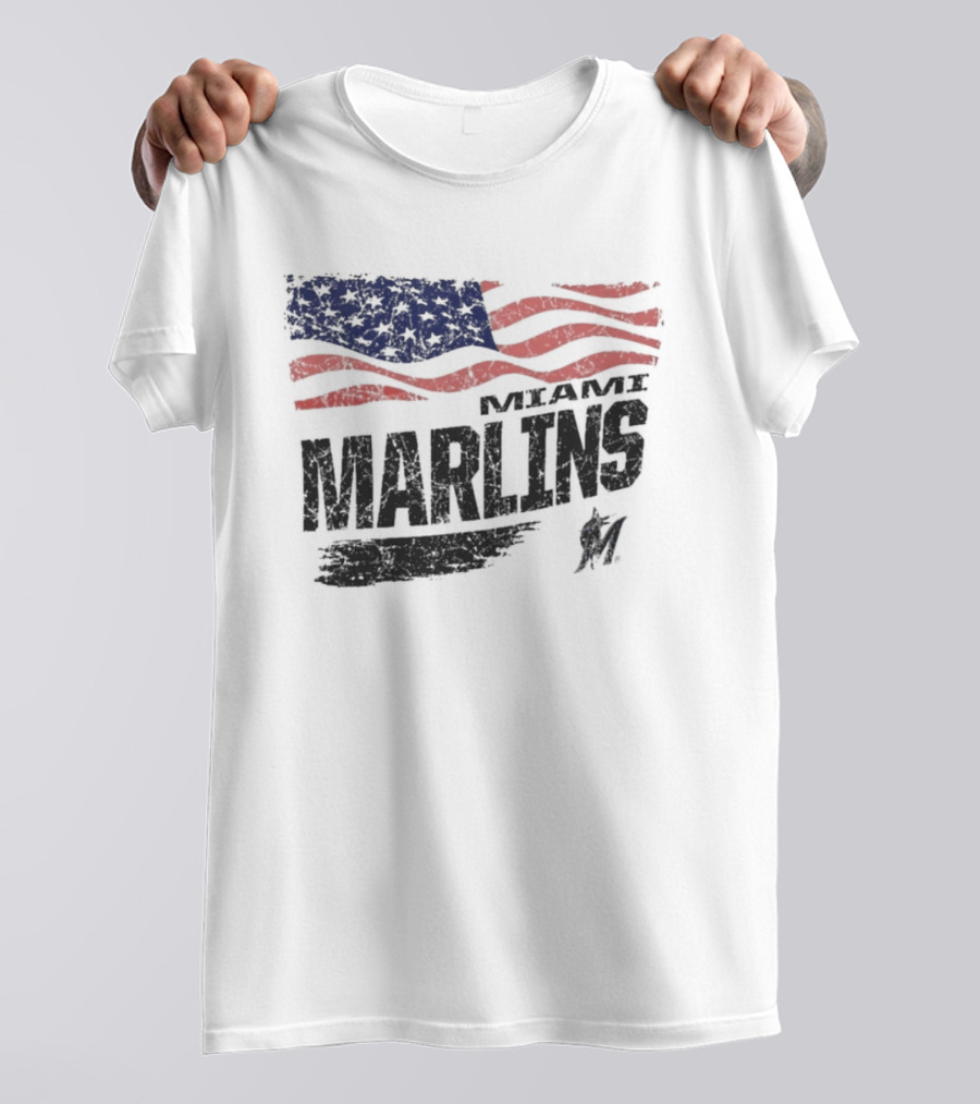 Miami Marlins MLB United States Flag T-Shirt