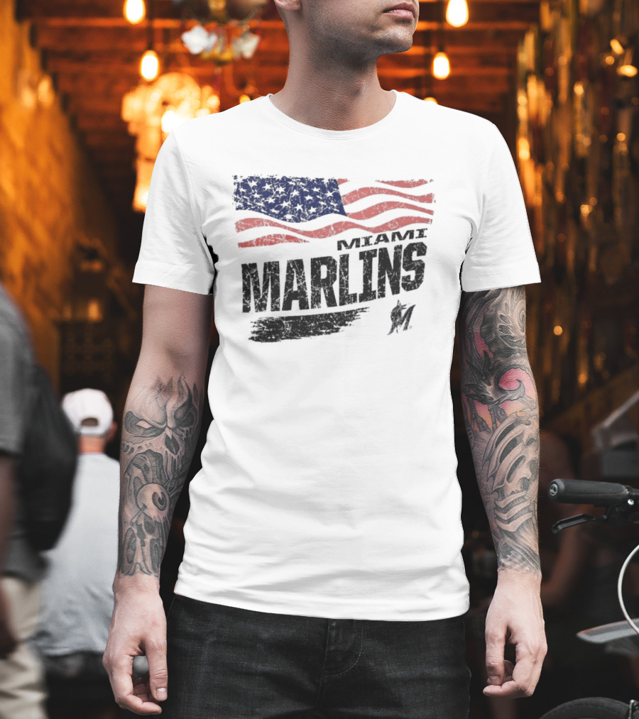 Miami Marlins MLB United States Flag T-Shirt