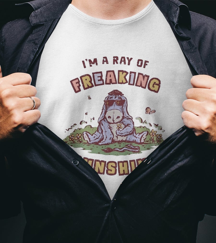 Eeyore I'm A Ray Of Freaking Sunshine Sitting In Flowers T-Shirt