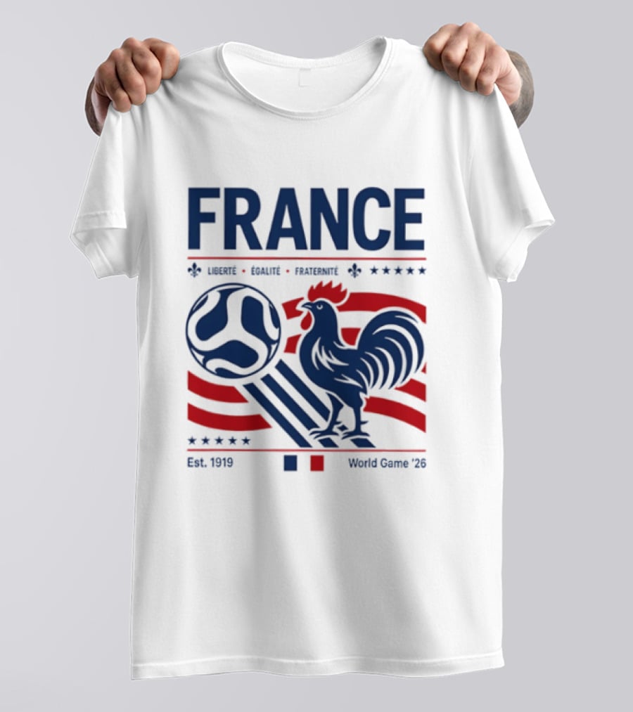 France Liberté Égalité Fraternité Est 1919 Rooster World Game '23 T-Shirt