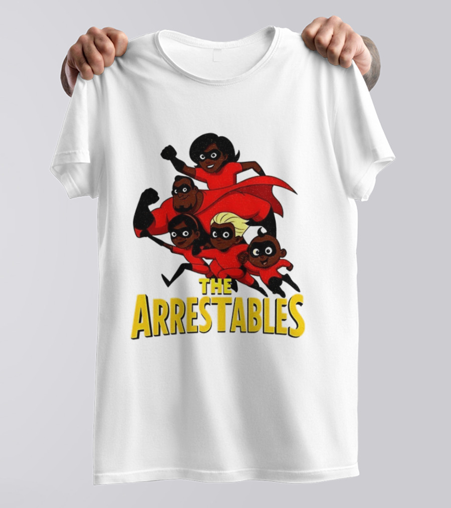 The Arrestables Superhero Family In Red Suits T-Shirt