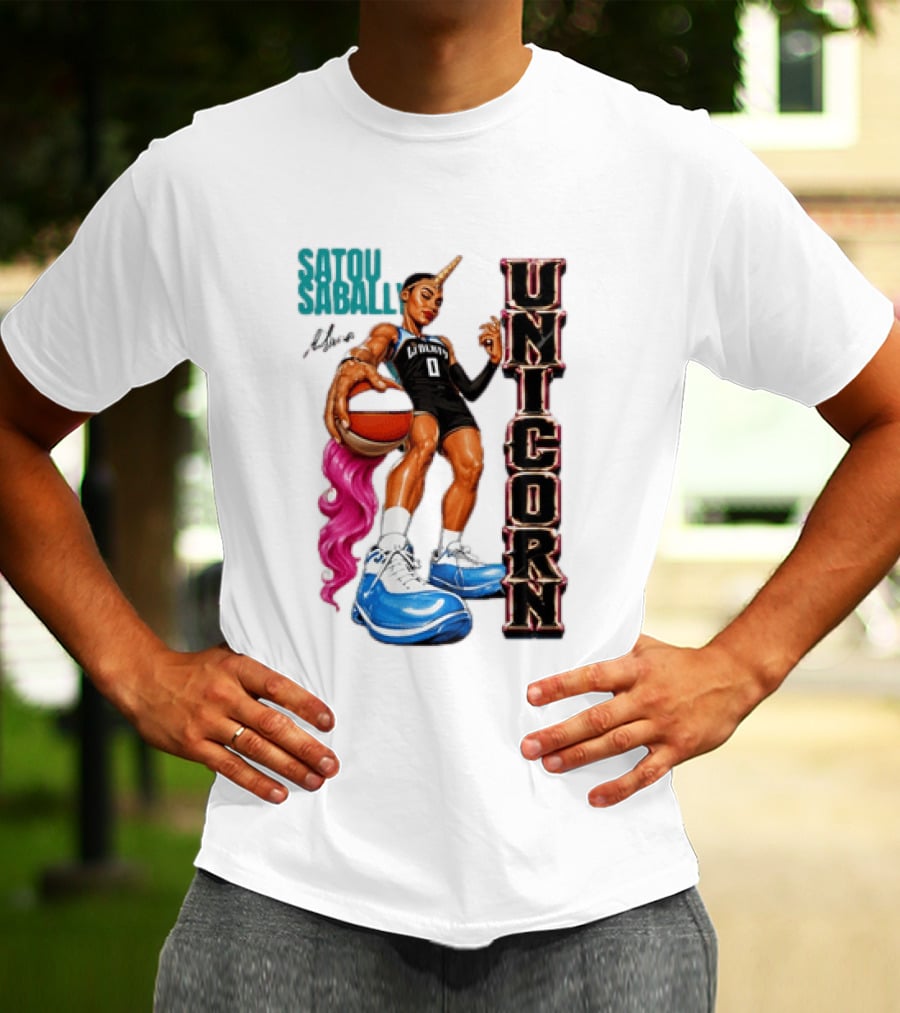 Satou Sabally New York Liberty Unicorn Basketball Player With Ball T-Shirt