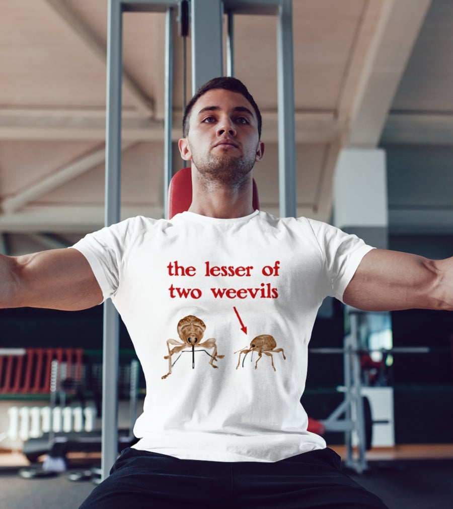 The Lesser Of Two Weevils Insect Pun With Two Illustrated Bugs T-Shirt