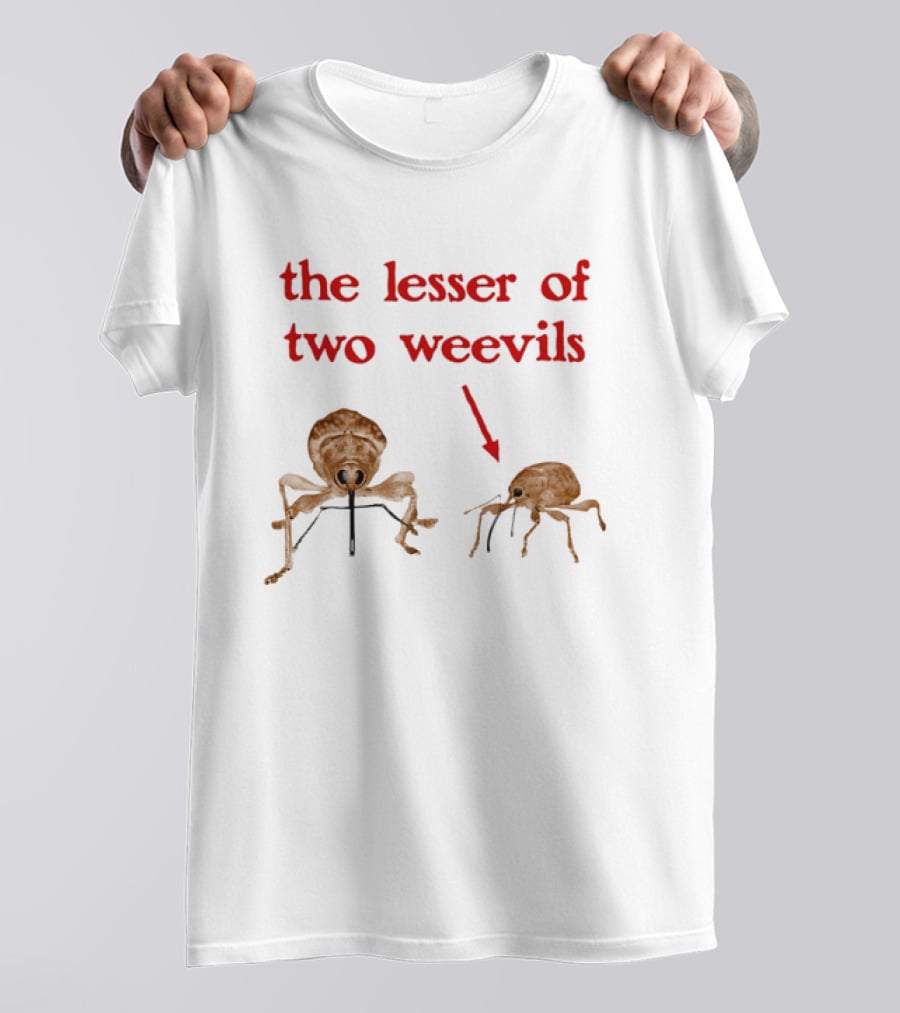 The Lesser Of Two Weevils Insect Pun With Two Illustrated Bugs T-Shirt