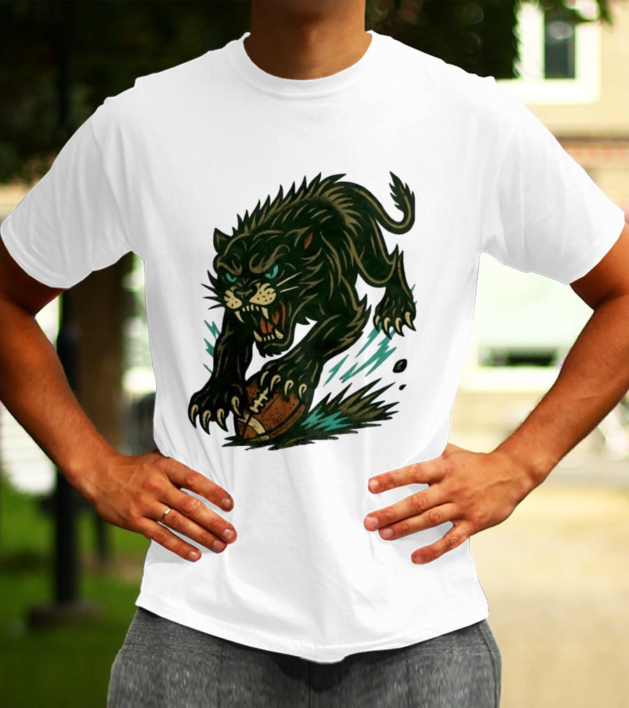 Panther Rushing Football Athletic Team Dynamic Action T-Shirt