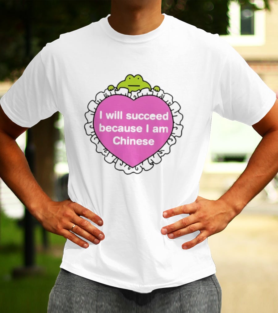 I Will Succeed Because I Am Chinese Pink Heart Frog T-Shirt