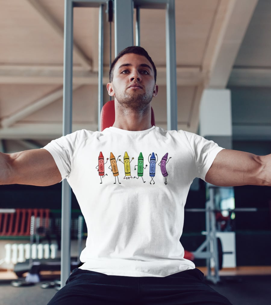Red Orange Yellow Green Blue Violet Crayon Colors Characters T-Shirt
