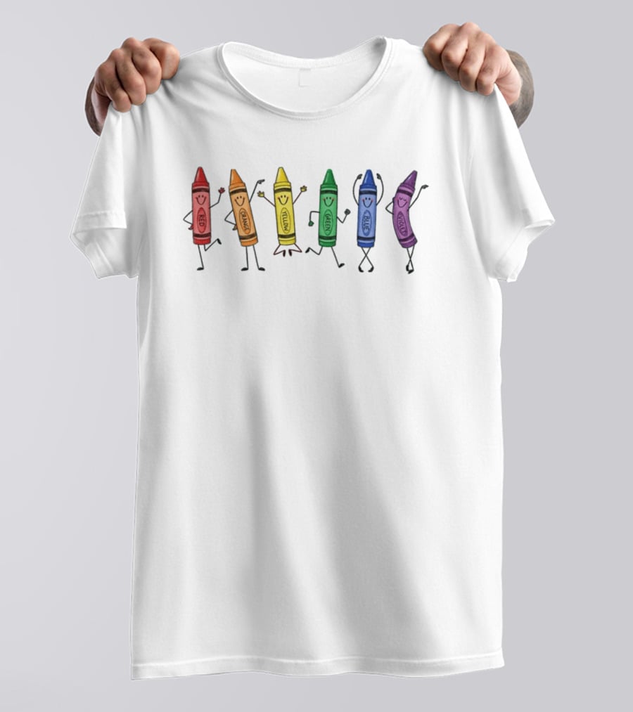 Red Orange Yellow Green Blue Violet Crayon Colors Characters T-Shirt