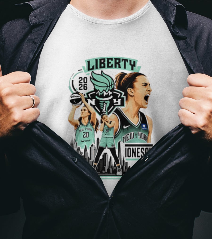 New York Liberty 2026 Sabrina Ionescu 20 Basketball Skyline T-Shirt
