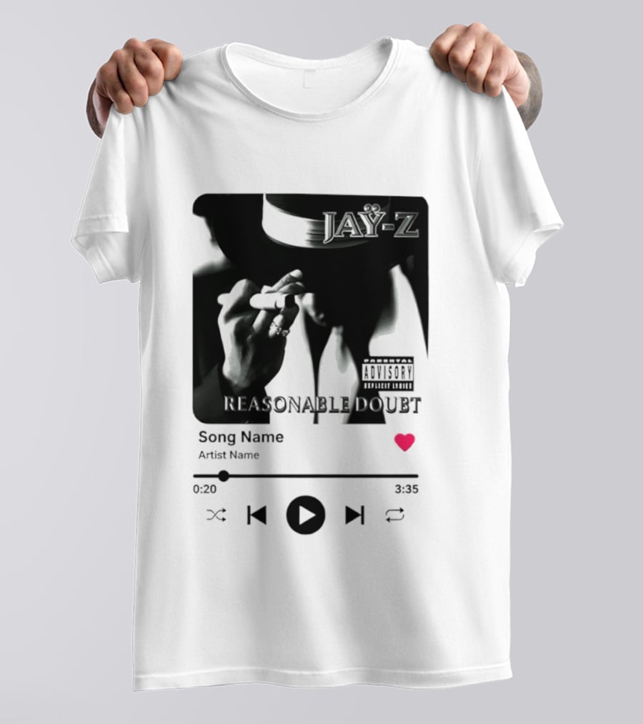 Jay Z Reasonable Doubt Song Name Artist Name Parental Advisory Explicit Content Iconic Album Cover T-Shirt