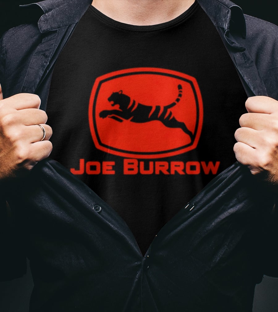 Joe Burrow Cincinnati Bengals Tractor Co Jumping Tiger Oval T-Shirt