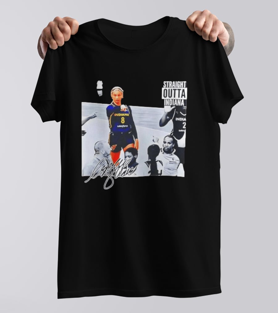 Caitlin Clark Pointing Indiana Fever Basketball Player Straight Outta Indiana T-Shirt