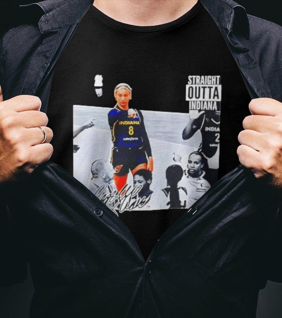 Caitlin Clark Pointing Indiana Fever Basketball Player Straight Outta Indiana T-Shirt