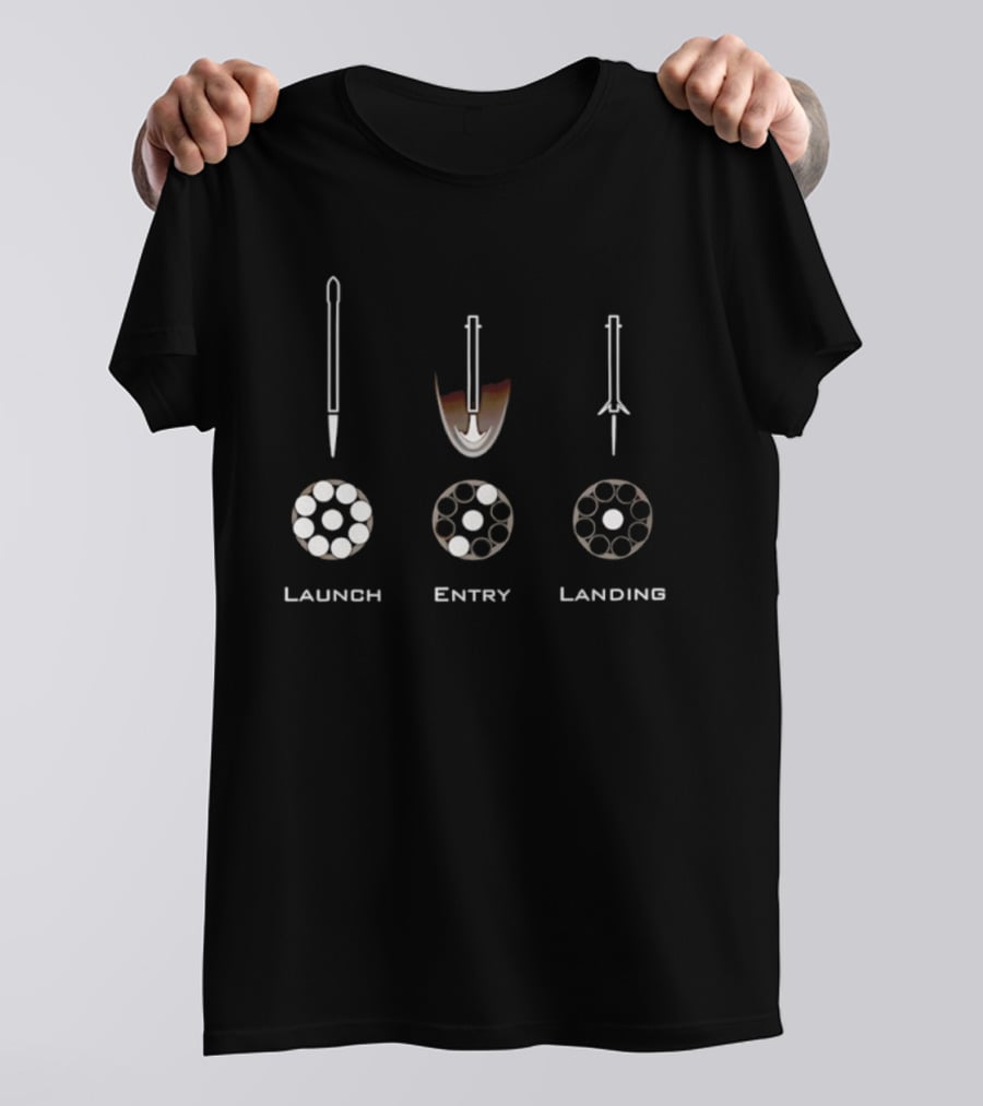 Launch Entry Landing Falcon Rocket Phases T-Shirt