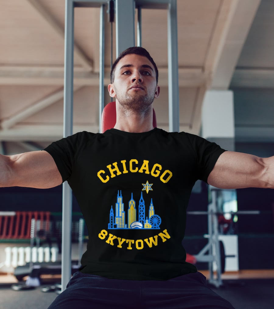 Chicago Skytown Skyline WNBA Basketball Starry Cityscape T-Shirt