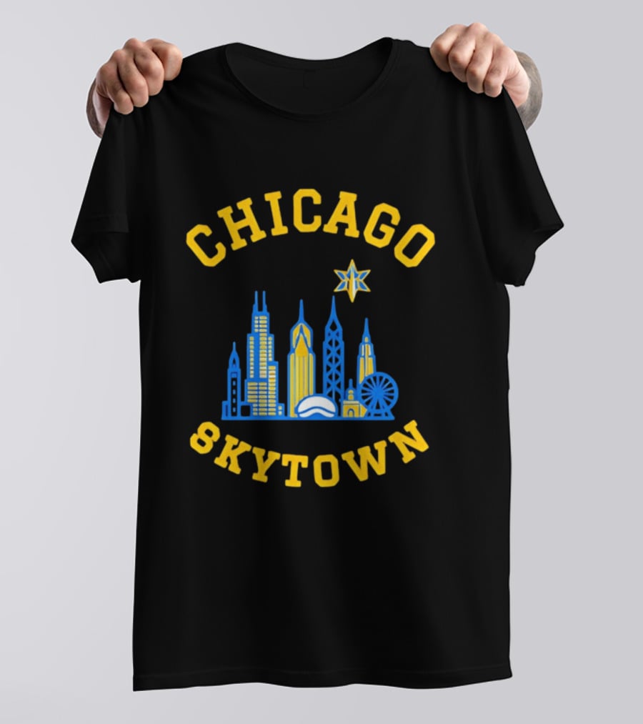 Chicago Skytown Skyline WNBA Basketball Starry Cityscape T-Shirt
