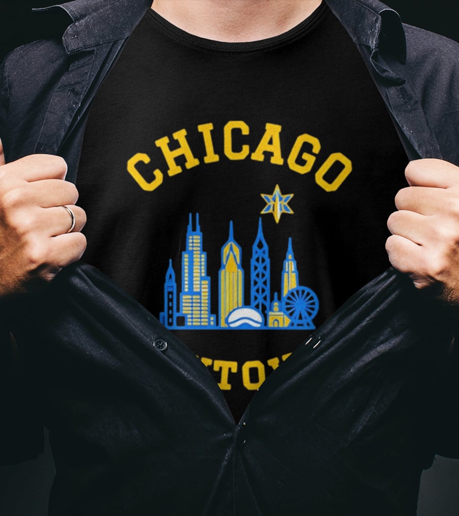 Chicago Skytown Skyline WNBA Basketball Starry Cityscape T-Shirt
