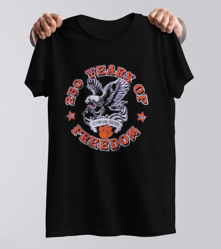 Clemson Tigers 250 Years Of Freedom 1776 2026 Americana Eagle T-Shirt