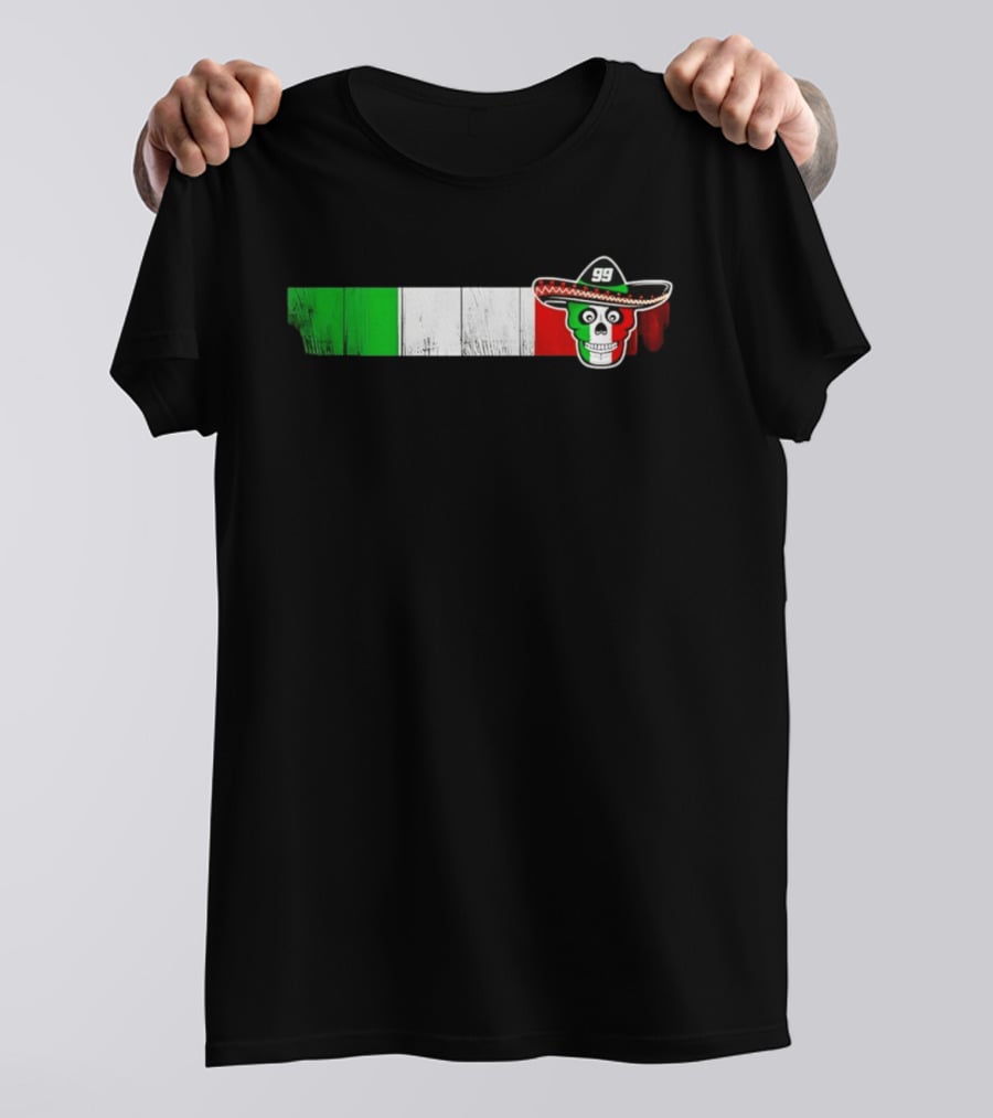 Daniel Suarez 99 Skull Sombrero Mexican Flag T-Shirt