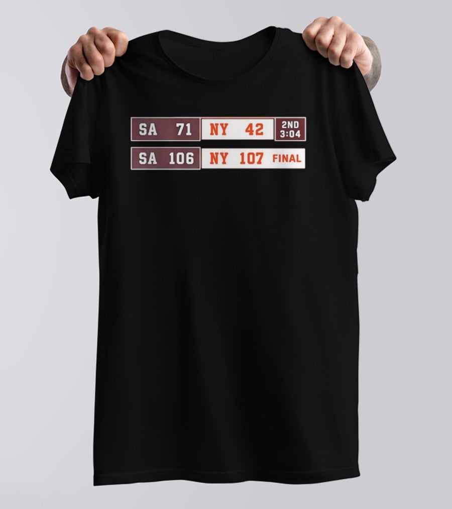 SA 71 To 42 NY Basketball Comeback 107 To 106 Final Scoreboard T-Shirt