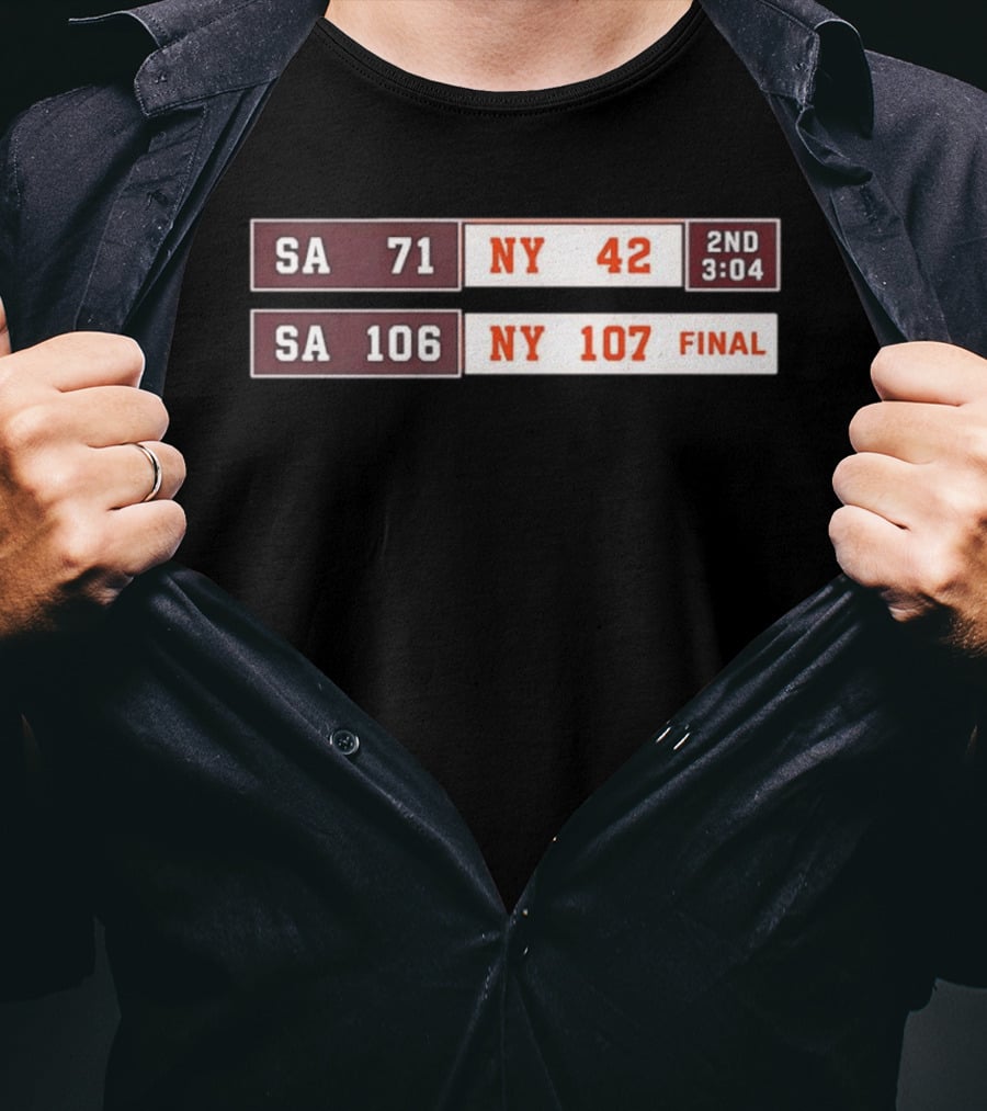 SA 71 To 42 NY Basketball Comeback 107 To 106 Final Scoreboard T-Shirt