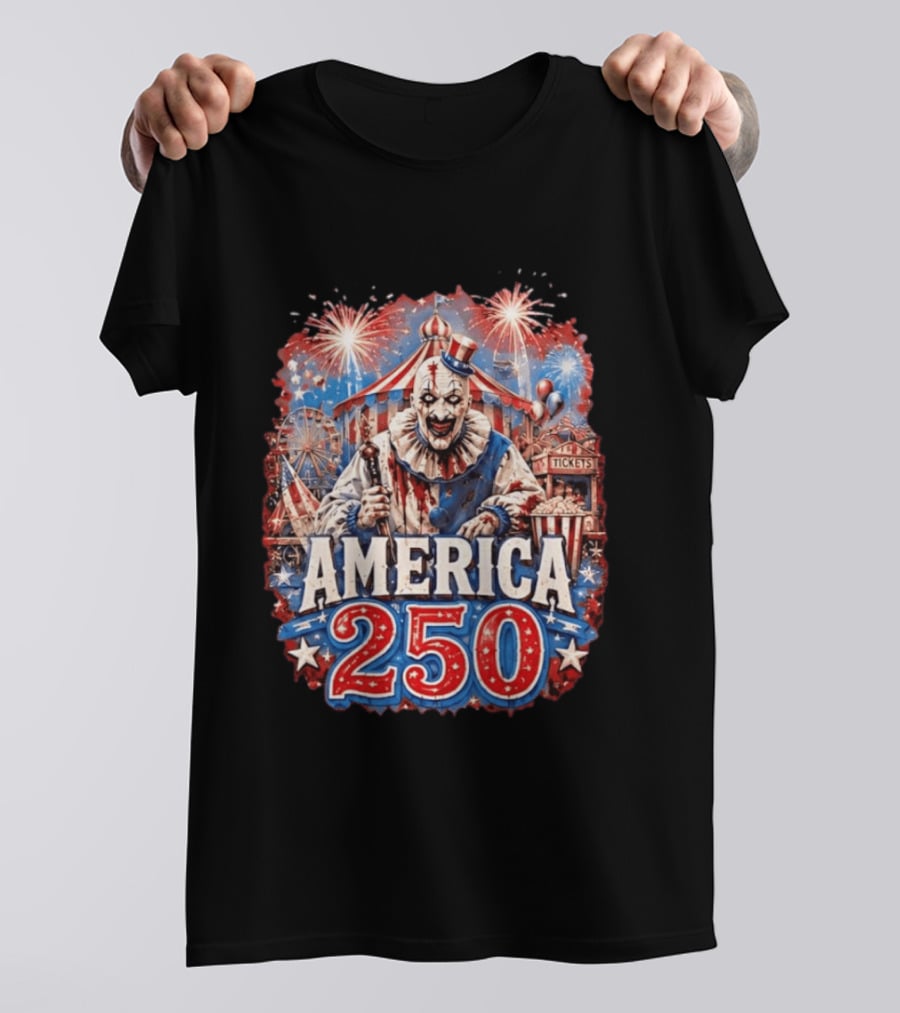 America 250 Clown Terrifier Carnival Fireworks Celebration T-Shirt