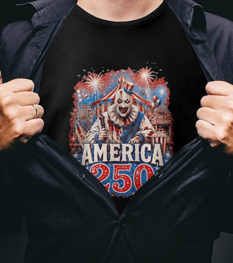 America 250 Clown Terrifier Carnival Fireworks Celebration T-Shirt