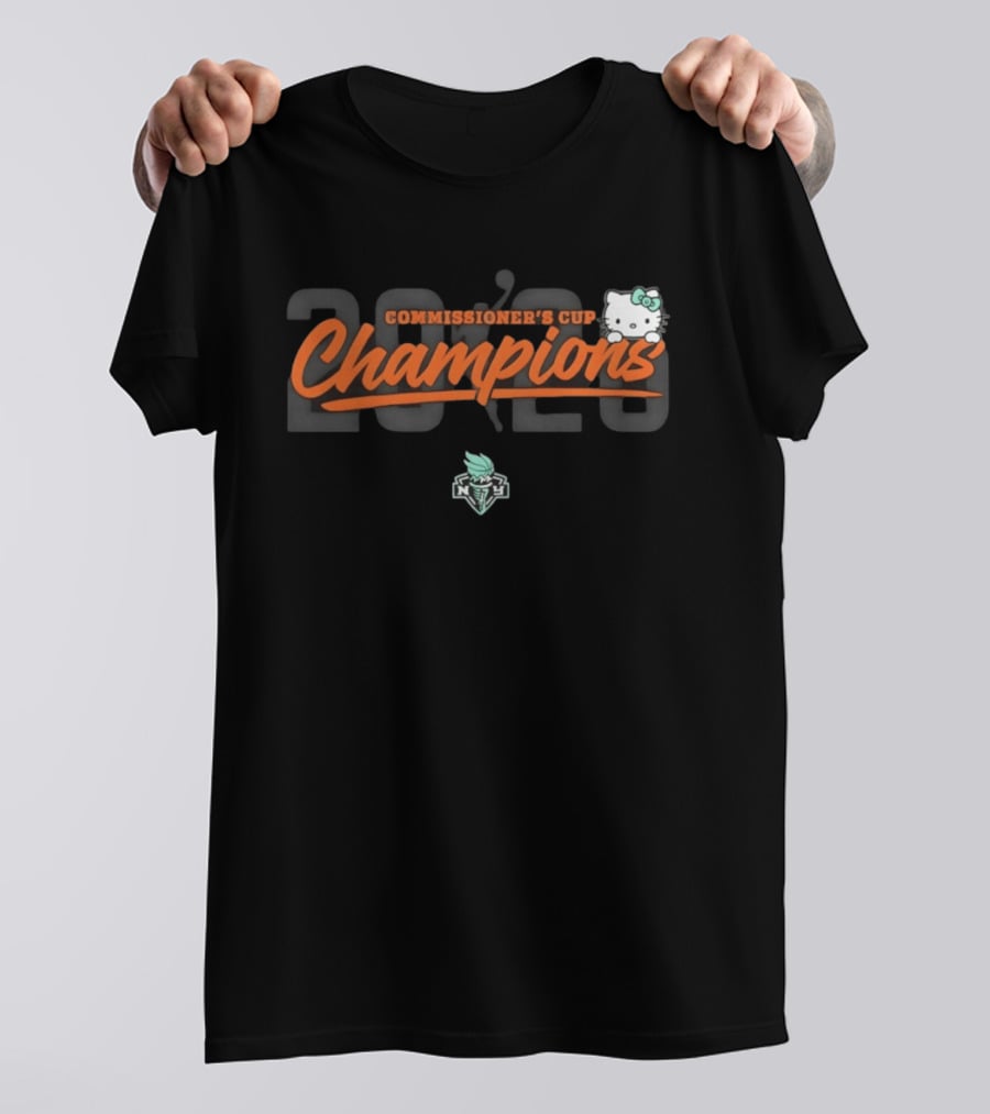 Hello Kitty New York Liberty 2026 Commissioner's Cup Champions T-Shirt