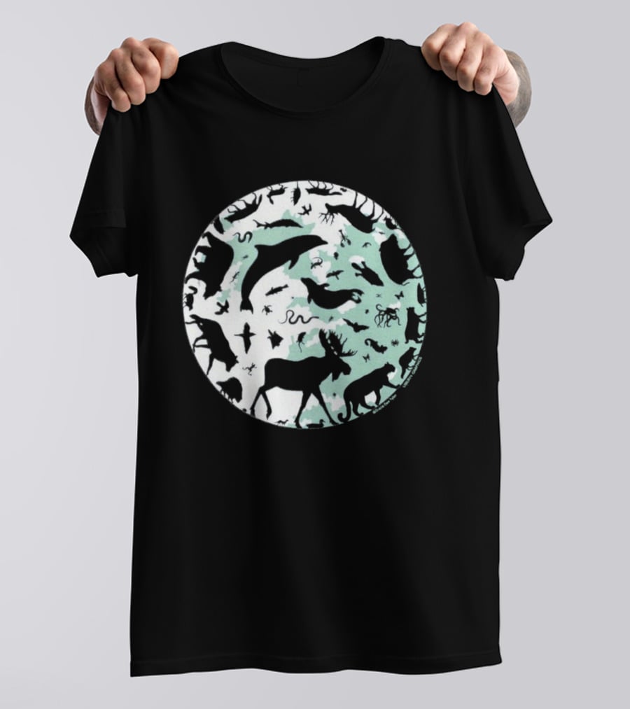 Night Animals Silhouette Circle Adult Navy 2026 T-Shirt