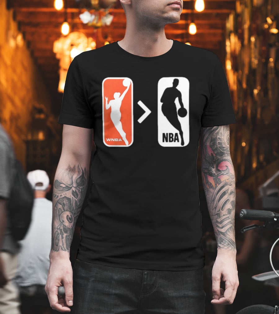 WNBA Logo Greater Than NBA Logo Comparison T-Shirt