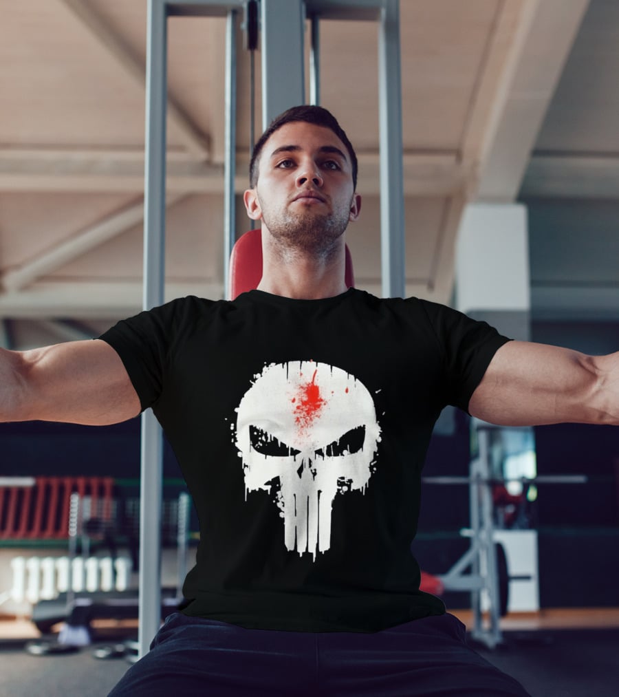 Punisher Skull Bleeding Head Shot T-Shirt