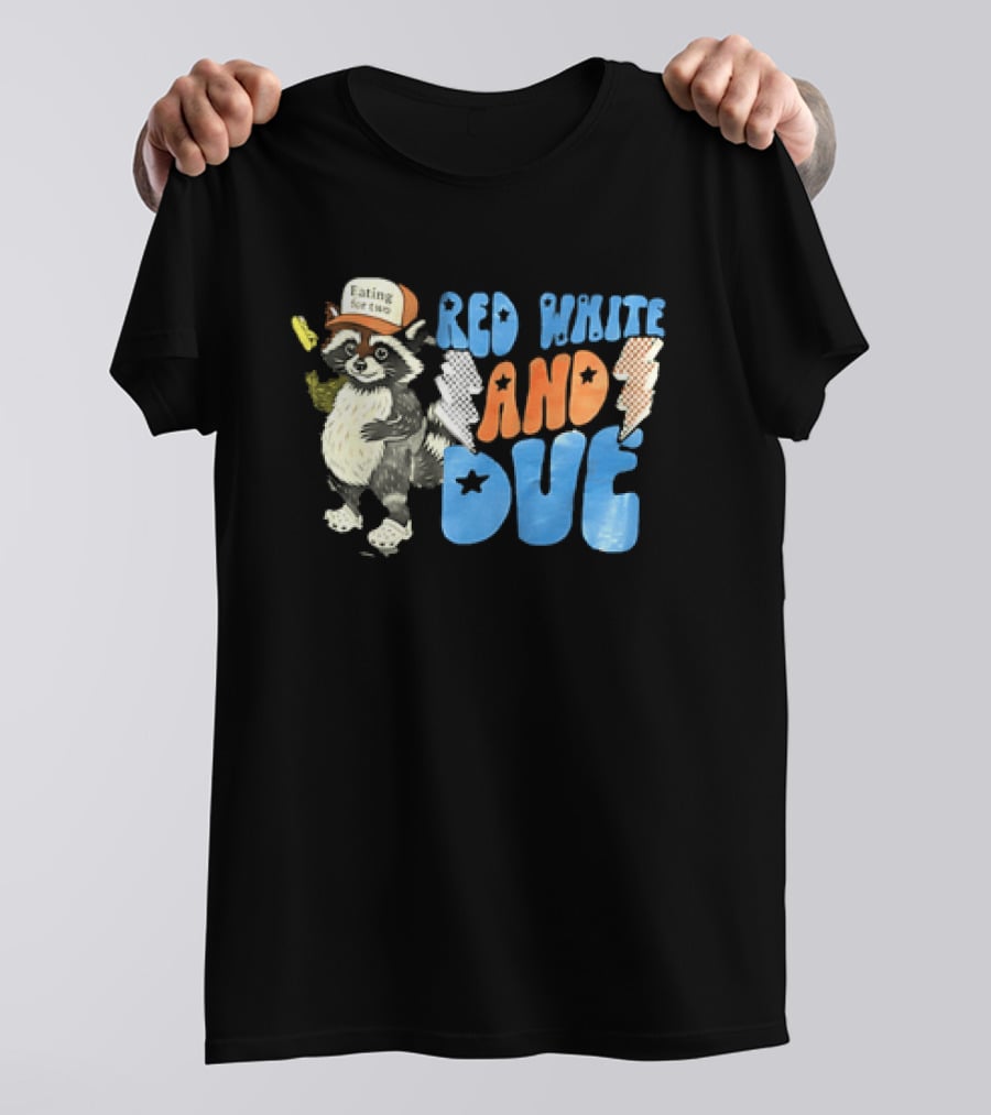 Red White And Due Raccoon Eating For Two T-Shirt