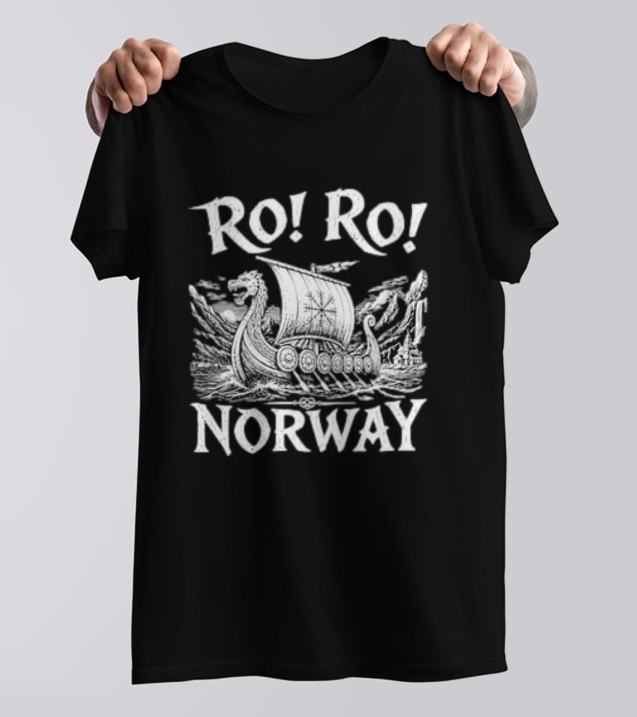 Ro Ro Norway Viking Longship Illustration Nordic Adventure T-Shirt