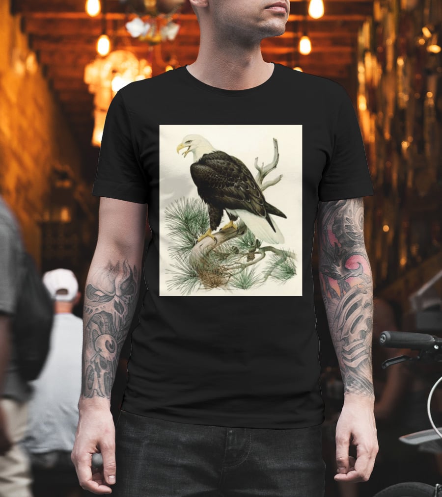 Roger Tory Peterson Bald Eagle Illustration On Stone Background 2026 T-Shirt