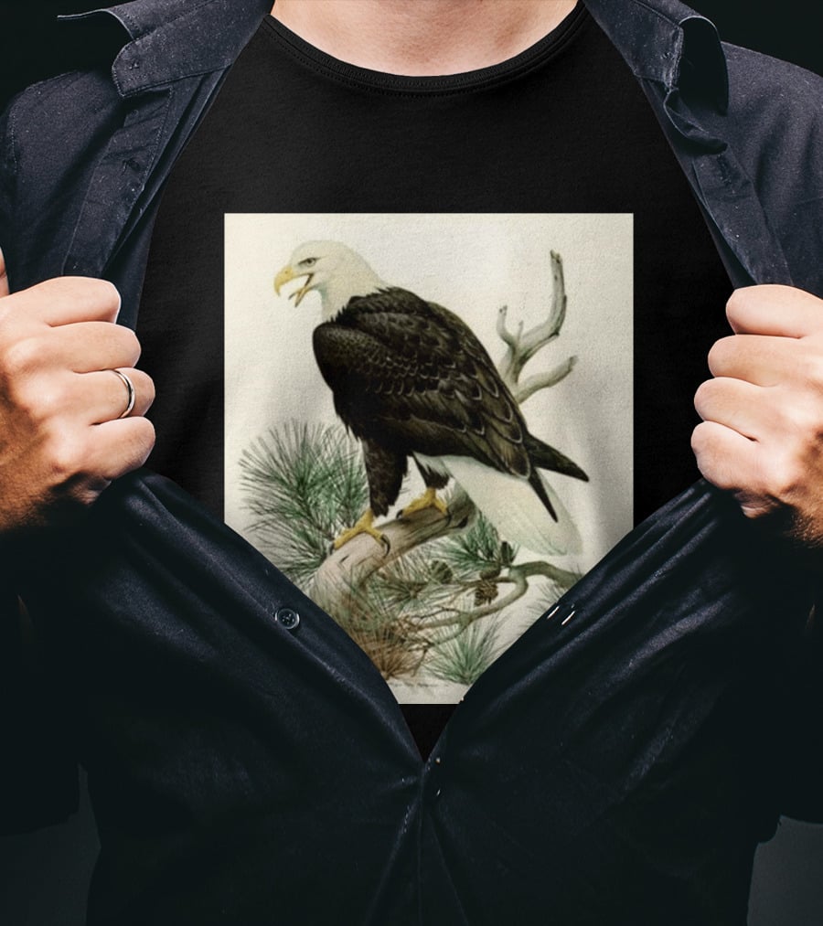 Roger Tory Peterson Bald Eagle Illustration On Stone Background 2026 T-Shirt