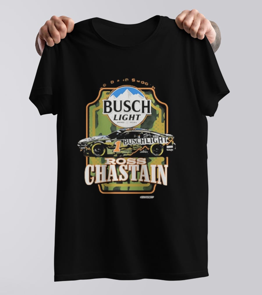 Ross Chastain No 1 Busch Light Cold And Smooth Racing Car Camouflage T-Shirt