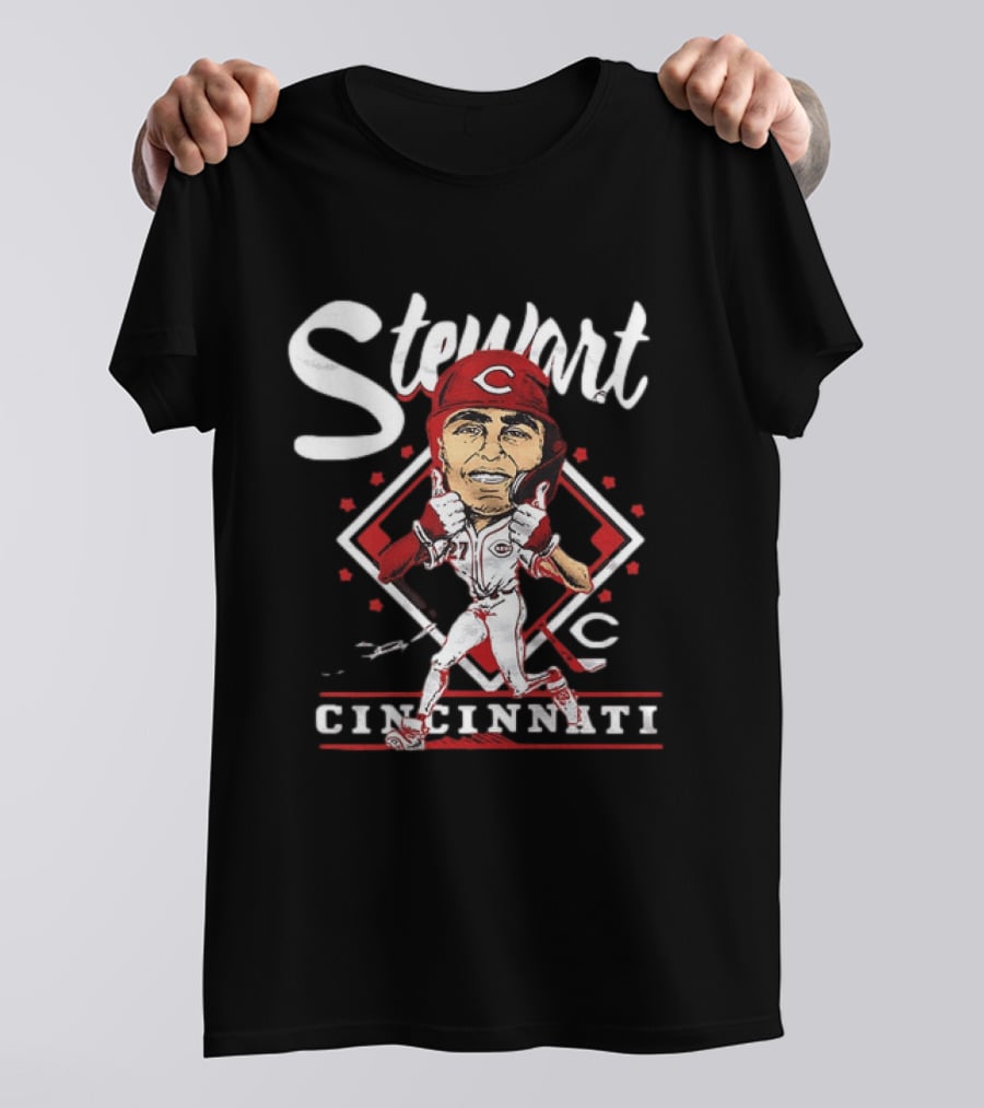 Cincinnati Reds Sal Stewart Baseball Caricature T-Shirt