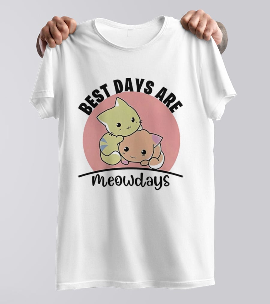 Best Days Are Meowdays Cute Cartoon Cats Hugging T-Shirt