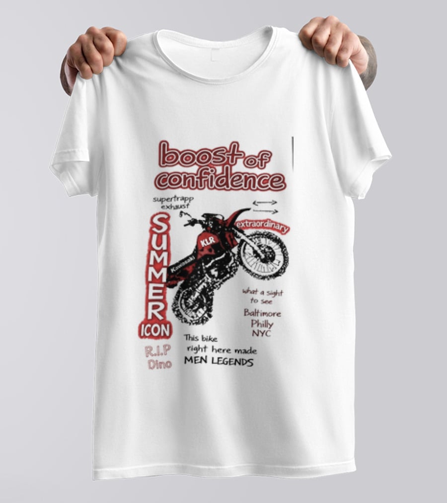 Boost Of Confidence Kawasaki KLR Summer Icon RIP Dino Men Legends T-Shirt